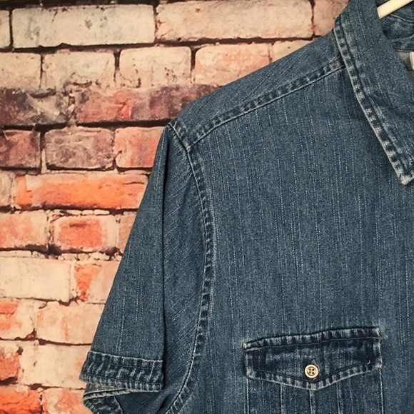 (N-25) Baby & Me Blue Denim Button Down Blouse NWT - Picture 3 of 7